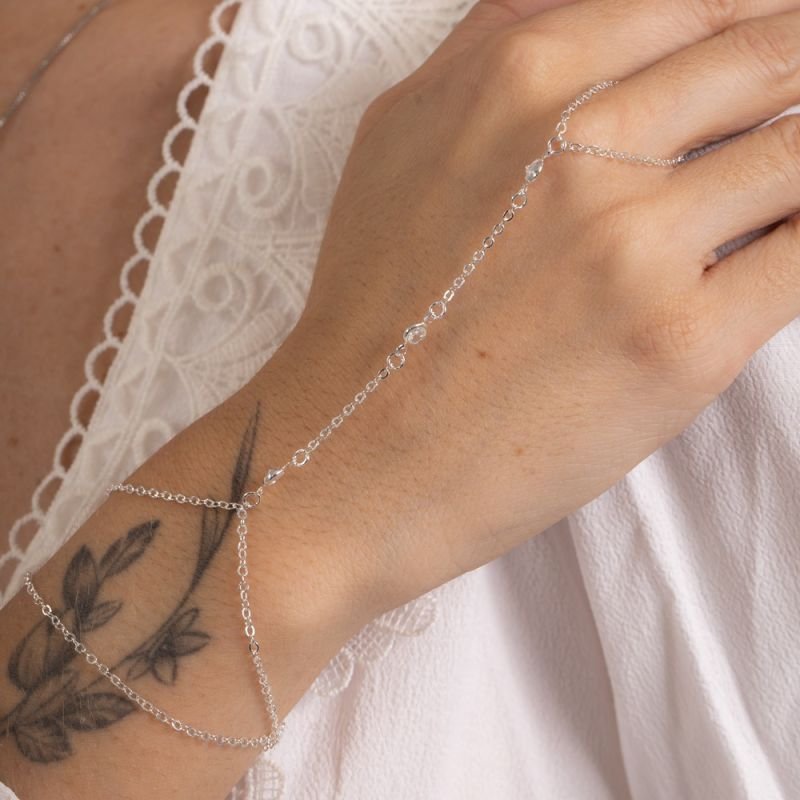 HAND CHAIN ZIRCÔNIA PRATA