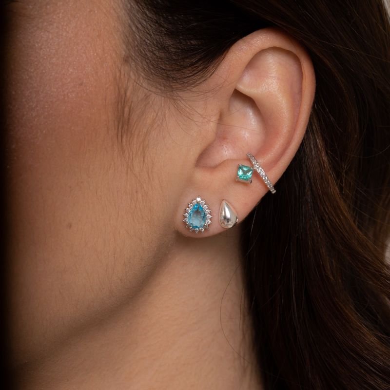 PIERCING FOLHEADO PEDRA VERDE