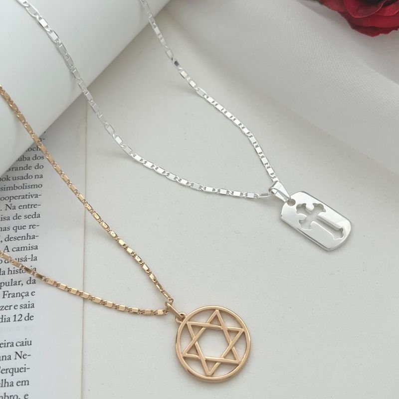 PINGENTE PLACA C/CRUZ PRATA