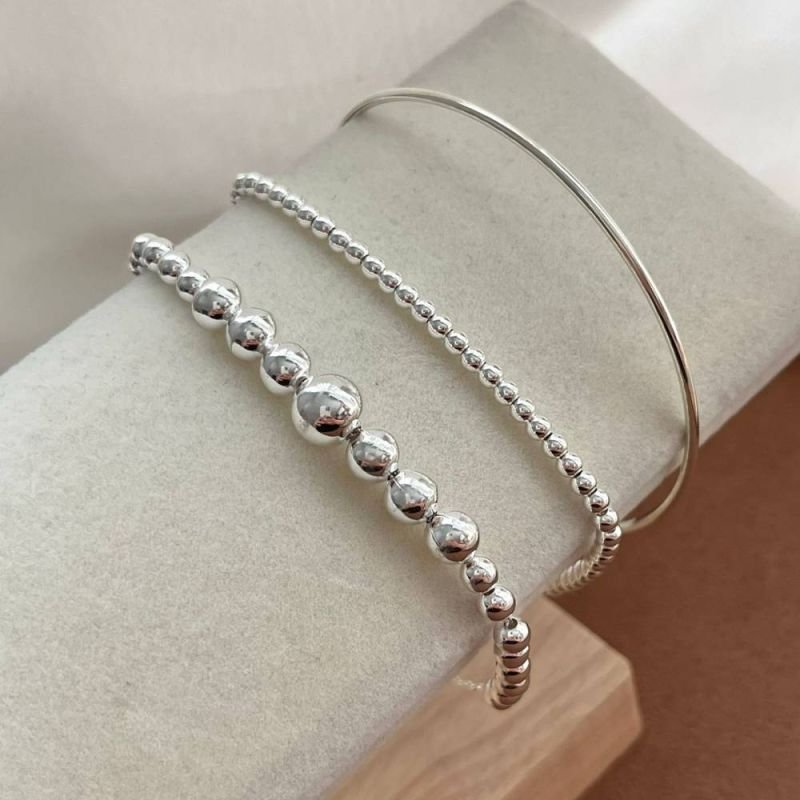 PULSEIRA BOLINHAS DURAS PRATA 925