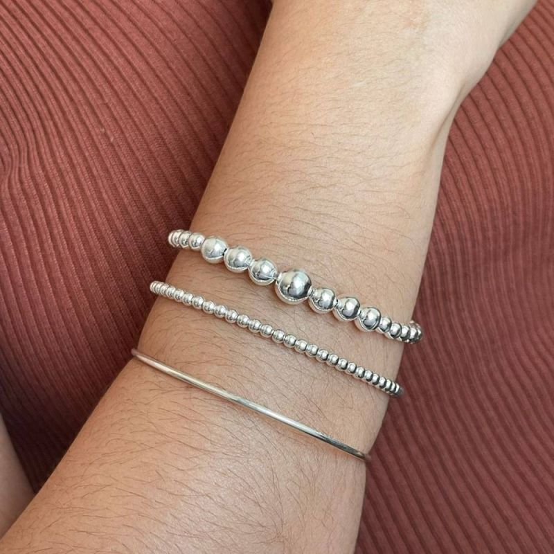 PULSEIRA BOLINHAS VARIADAS PRATA 925