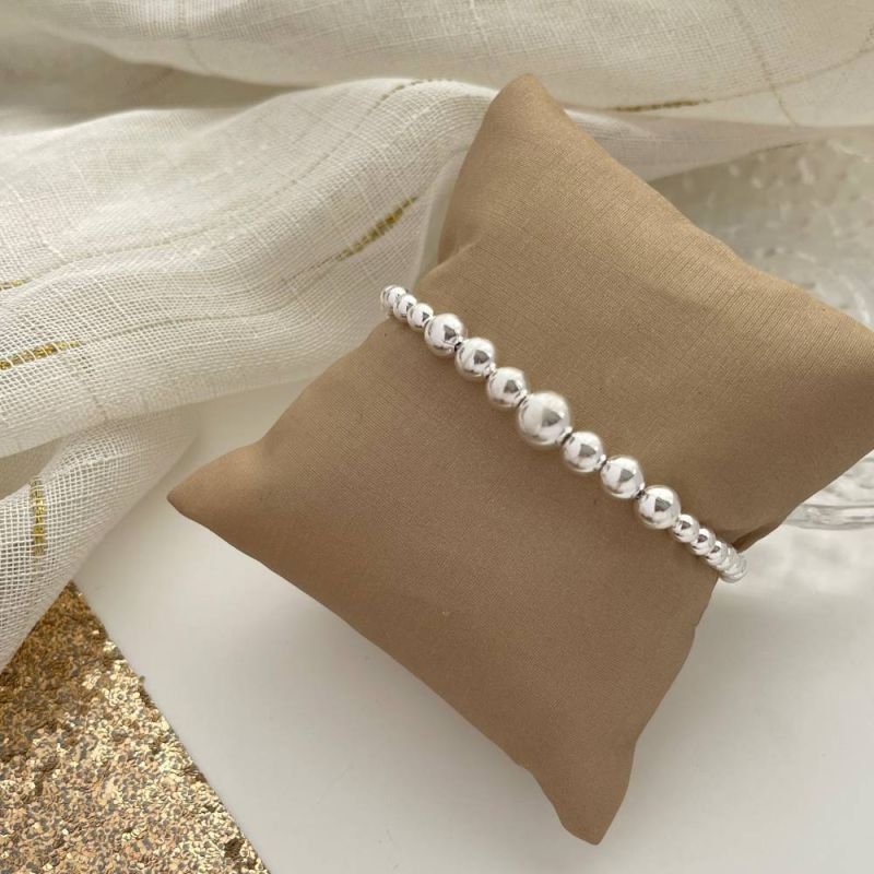 PULSEIRA BOLINHAS VARIADAS PRATA 925