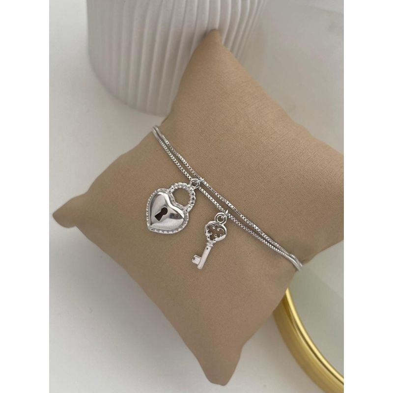 PULSEIRA CORAÇÃO CADEADO E CHAVE