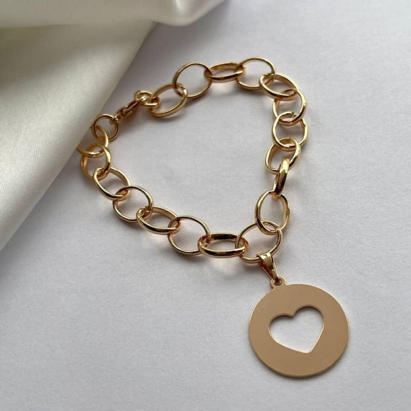 PULSEIRA ELOS C/ PINGENTE DE CORAÇÃO