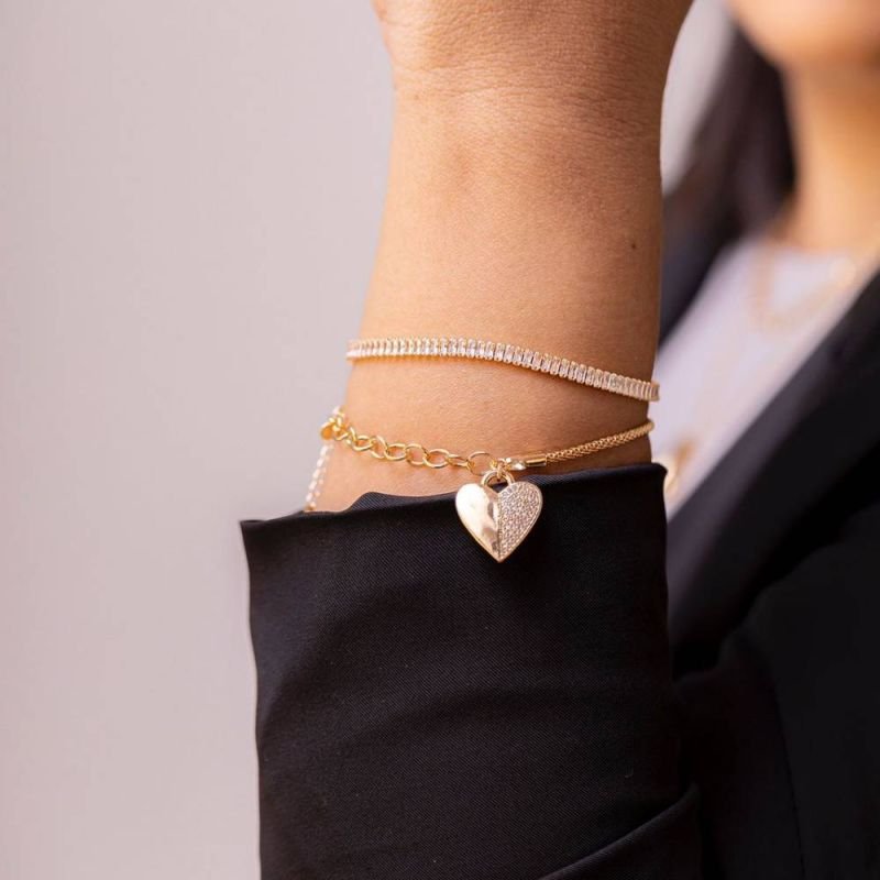 PULSEIRA PINGENTE CORAÇÃO - OURO 18K - 14